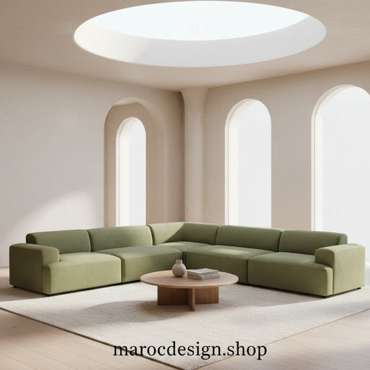 Canape MELVANA 5 places XXL vert olive - Maroc Design