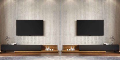 Meuble TV en bois MDF, détail matière – Maroc Design