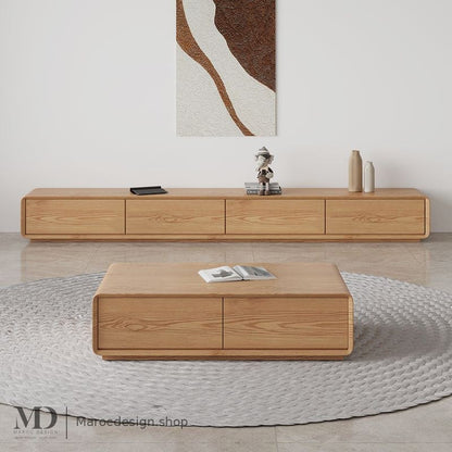 Ensemble NORDI chêne, meuble TV assorti à la table basse – Maroc Design