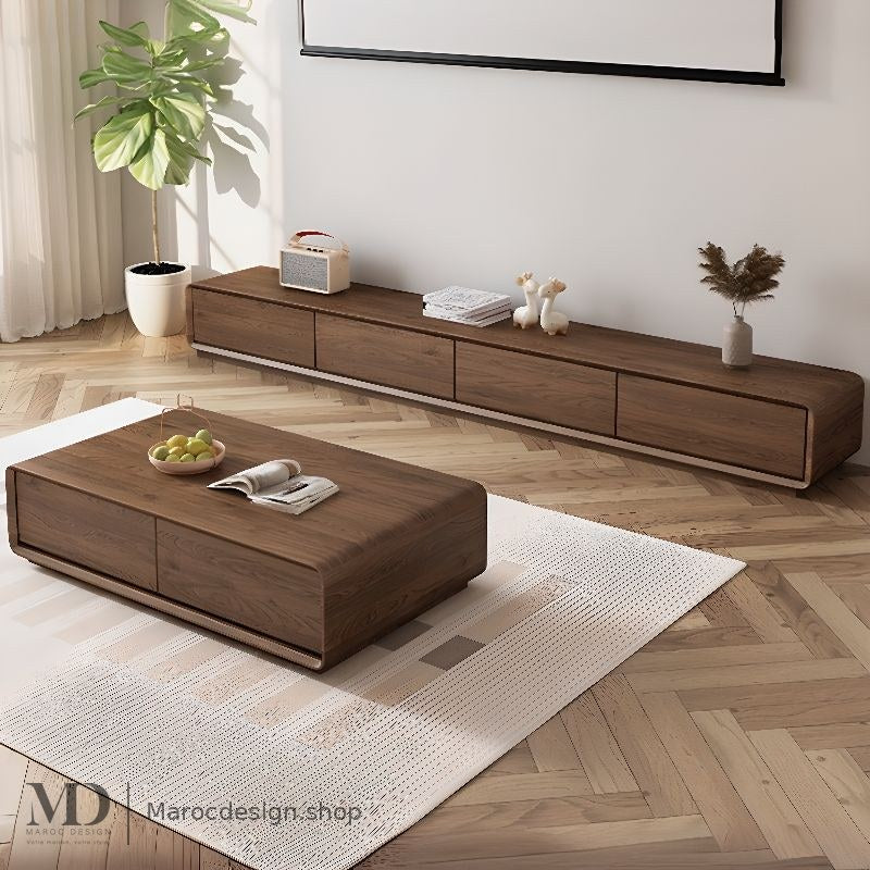 Ensemble NORDI noyer, meuble TV assorti à la table basse – Maroc Design