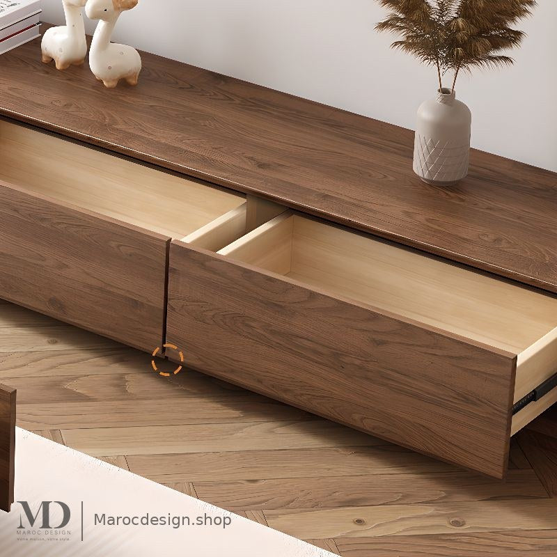 Ensemble NORDI noyer, vue d'ensemble salon – Maroc Design Casablanca