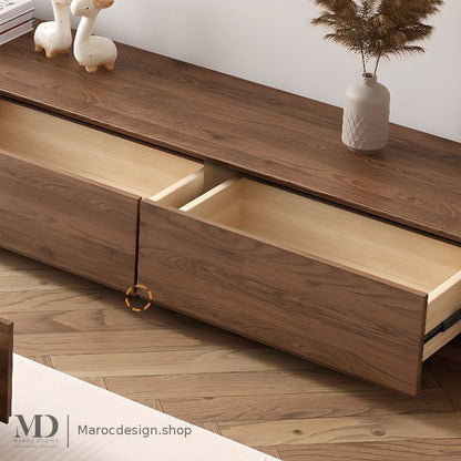 Ensemble NORDI noyer, vue d'ensemble salon – Maroc Design Casablanca