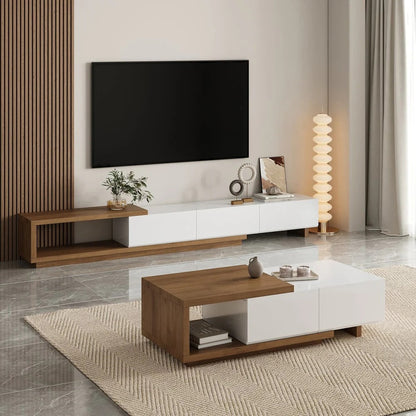 Meuble TV NOVA blanc télescopique – salon design, Maroc Design Casablanca