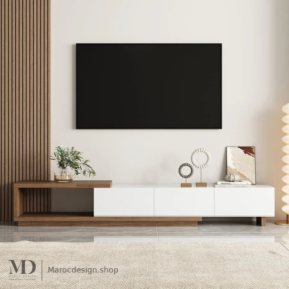 Meuble TV NOVA blanc, lignes épurées – Maroc Design
