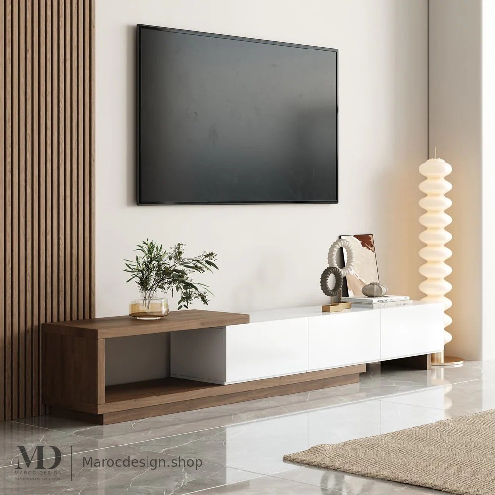 Meuble TV NOVA blanc, ambiance moderne – Maroc Design Casablanca