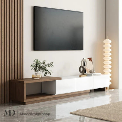 Meuble TV NOVA blanc, ambiance moderne – Maroc Design Casablanca