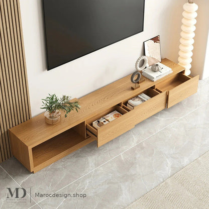 Meuble TV NOVA chêne, 3 tiroirs de rangement – Maroc Design