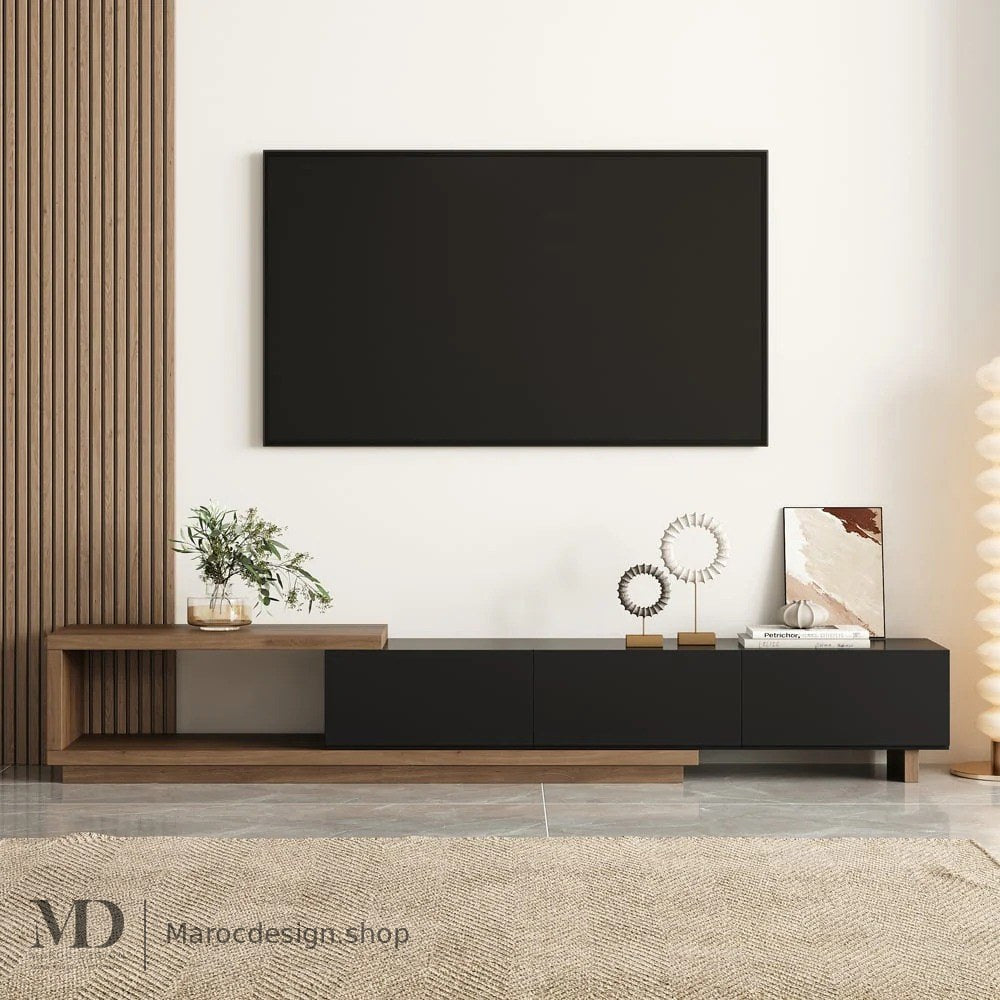 Meuble TV NOVA noir télescopique – salon design, Maroc Design Casablanca