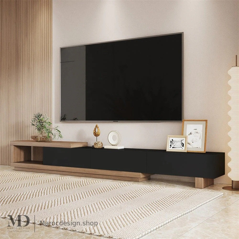 Meuble TV NOVA noir, lignes épurées – Maroc Design