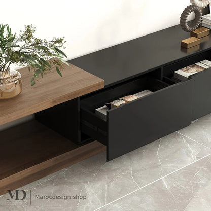 Meuble TV NOVA noir, vue d'ensemble salon – Maroc Design