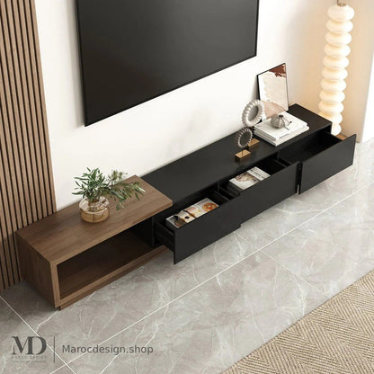 Meuble TV NOVA noir, détail finition – Maroc Design