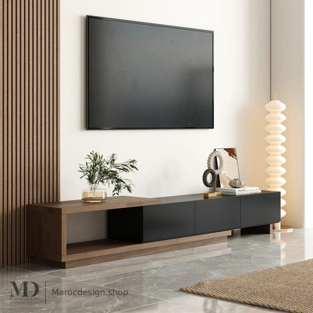 Meuble TV NOVA noir, ambiance moderne – Maroc Design Casablanca
