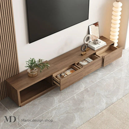 Meuble TV NOVA noyer télescopique – salon design, Maroc Design Casablanca