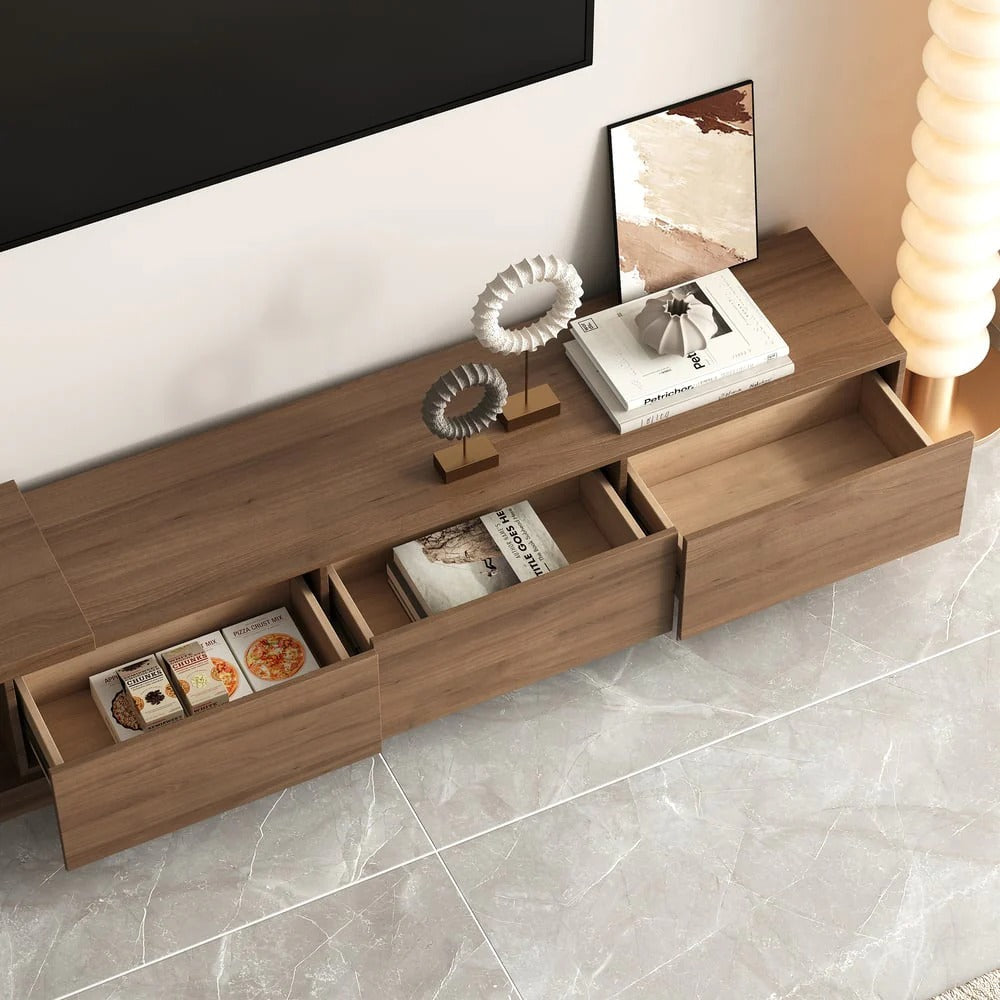 Meuble TV NOVA noyer, lignes épurées – Maroc Design