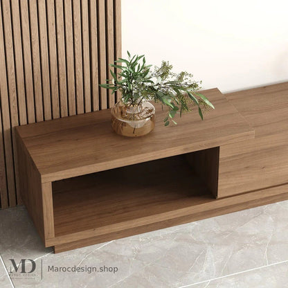 Meuble TV NOVA noyer, 3 tiroirs de rangement – Maroc Design
