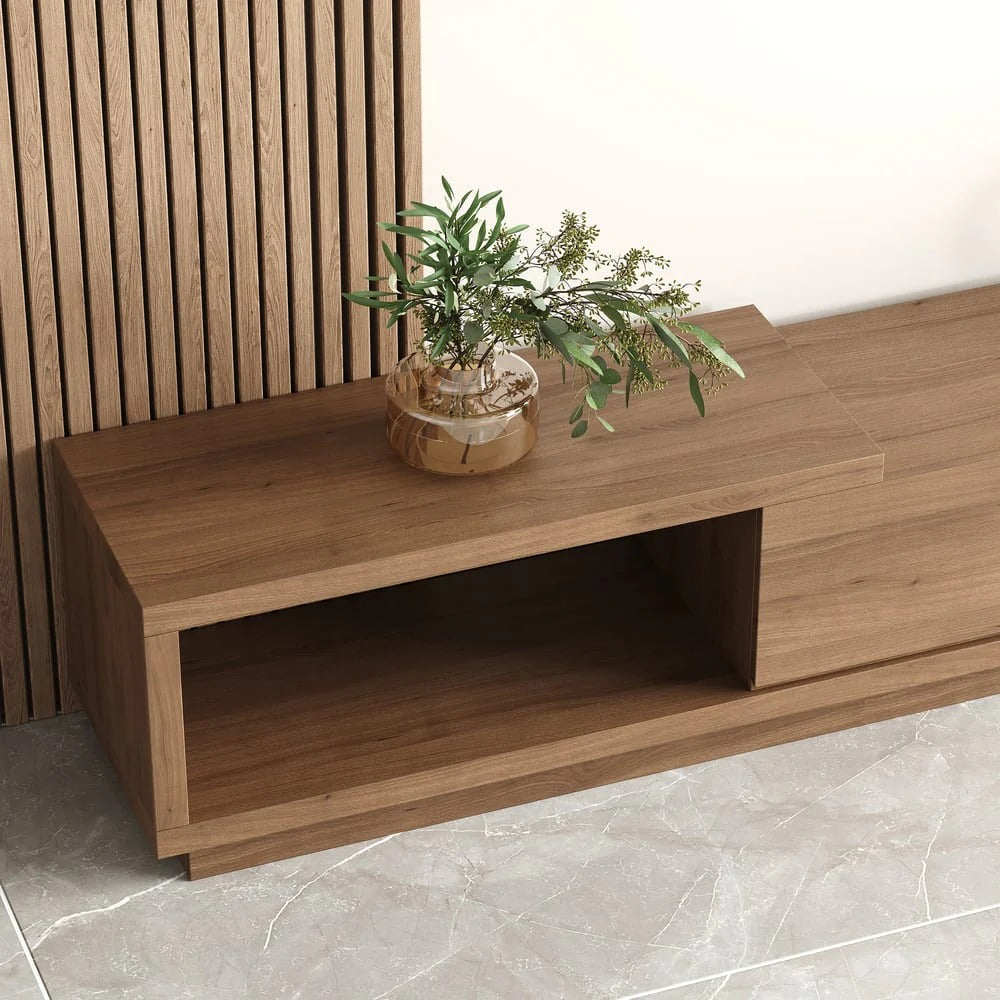 Meuble TV NOVA noyer, 3 tiroirs de rangement – Maroc Design