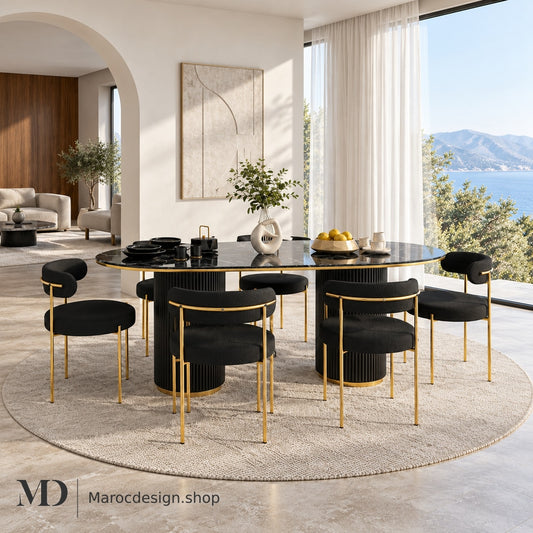 DIABLO – Table à Manger 6 Places Collection PRESTIGIA — mise en scène lumineuse, Maroc Design