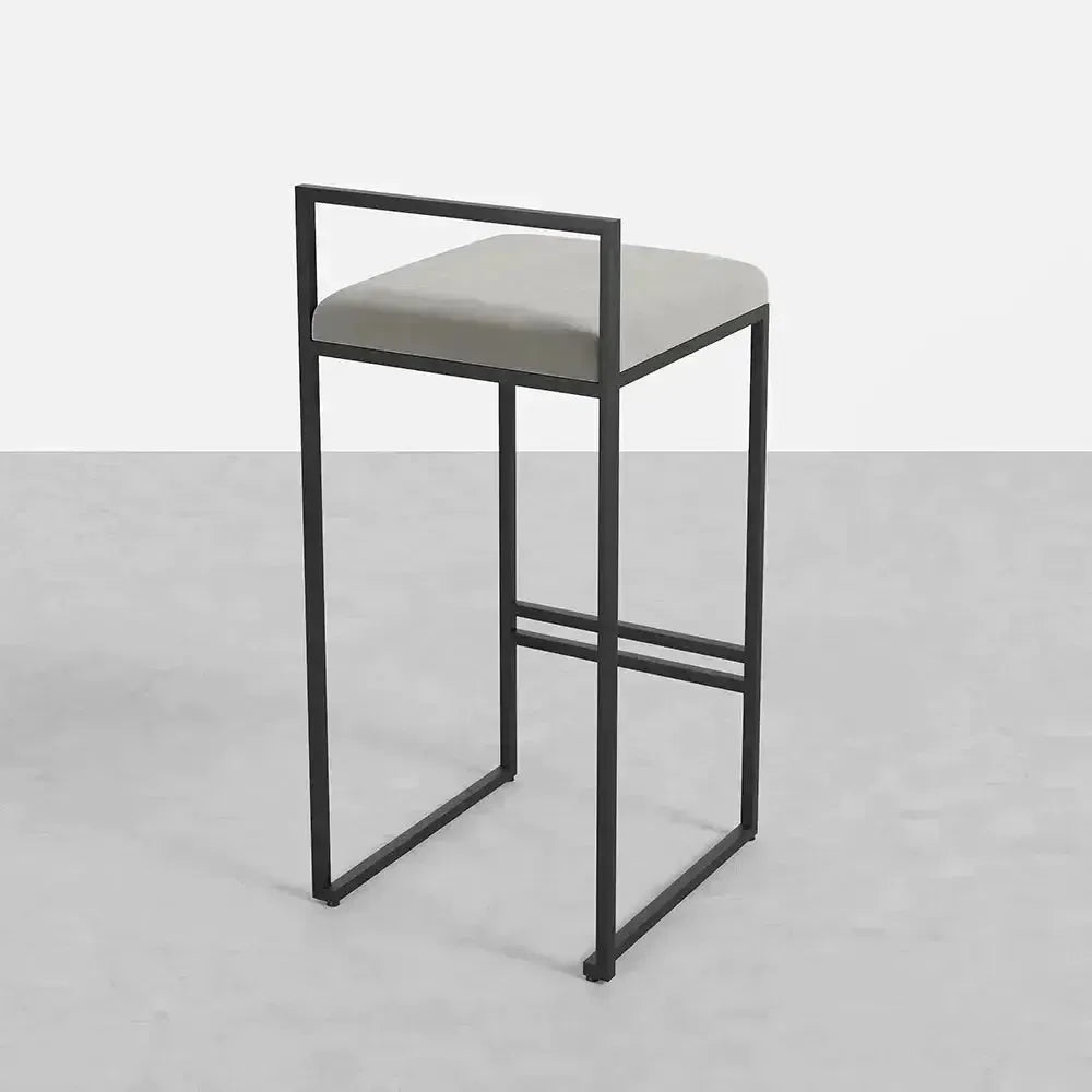 Girona - Tabouret de bar moderne en velours-Tabouret, Comptoir, Bar, Café, Réstaurant, Chaise, Table à Manger,-Maroc Design-Métal Noir-Noir-Maroc Design
