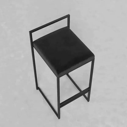Girona - Tabouret de bar moderne en velours-Tabouret, Comptoir, Bar, Café, Réstaurant, Chaise, Table à Manger,-Maroc Design-Métal Noir-Noir-Maroc Design