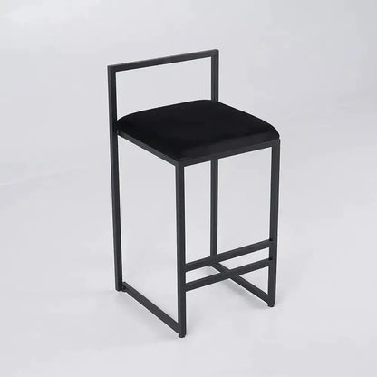 Girona - Tabouret de bar moderne en velours-Tabouret, Comptoir, Bar, Café, Réstaurant, Chaise, Table à Manger,-Maroc Design-Métal Noir-Noir-Maroc Design