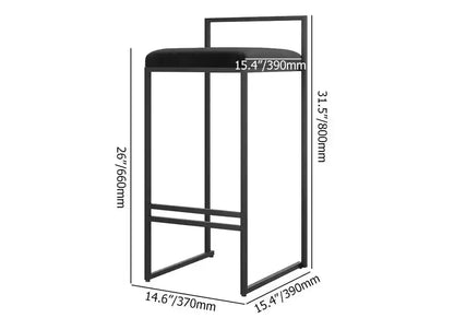 Girona - Tabouret de bar moderne en velours-Tabouret, Comptoir, Bar, Café, Réstaurant, Chaise, Table à Manger,-Maroc Design-Métal Noir-Noir-Maroc Design