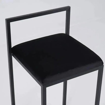 Girona - Tabouret de bar moderne en velours-Tabouret, Comptoir, Bar, Café, Réstaurant, Chaise, Table à Manger,-Maroc Design-Métal Noir-Noir-Maroc Design