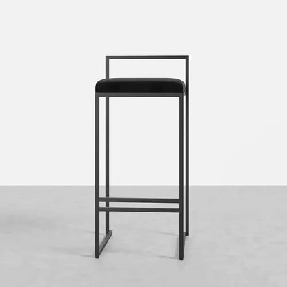 Girona - Tabouret de bar moderne en velours-Tabouret, Comptoir, Bar, Café, Réstaurant, Chaise, Table à Manger,-Maroc Design-Métal Noir-Noir-Maroc Design