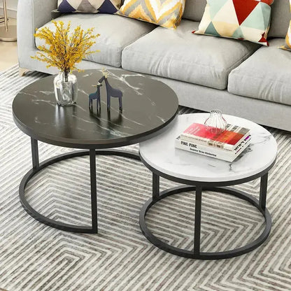 LUXURIA DUO DE TABLES BASSES – Élégance et Praticité pour Votre Espace de Vie-Table Basse Salon Séjour, table de chevet, Tables de coin, table gigogne-Maroc Design-Grand : Noir / Petit : Blanc-Maroc Design